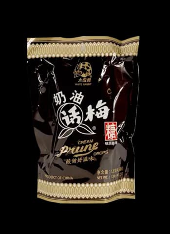 Godis Prune Drops White Rabbit 128g Kina