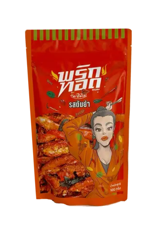 Krispigt Thai Chili Snacks Med Tom Yum Smak 100g Mae E Pim Thailand
