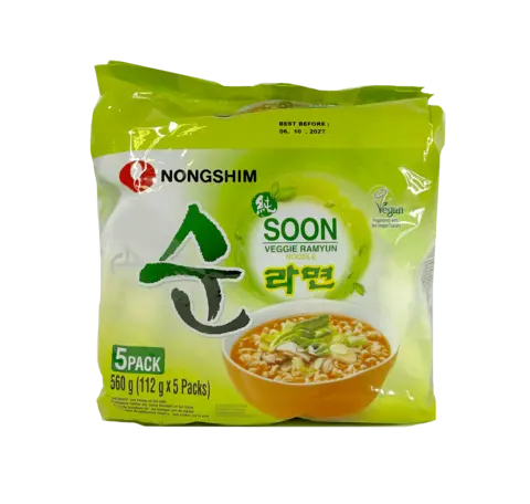 Snabbnudlar SOON Veggie Ramyun 112gx5st/Förp Nongshim Korea