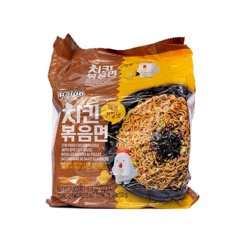 Snabbnudlar Stir-Fried Kyckling Soja/Stark 130gx4förp Paldo Korea
