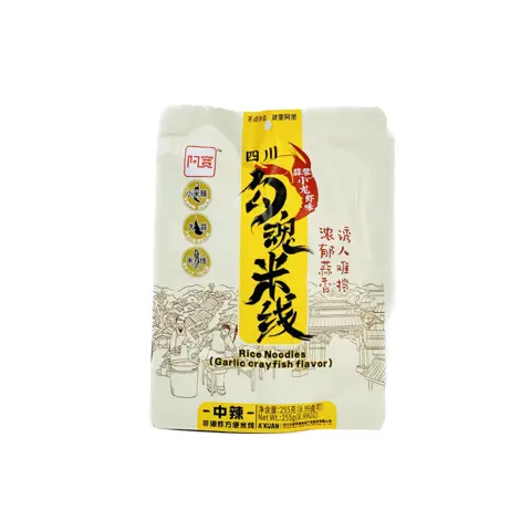 Snabbrisnudlar Med Vitlök/Kraftdjur Smak 255g A Kuan Kina