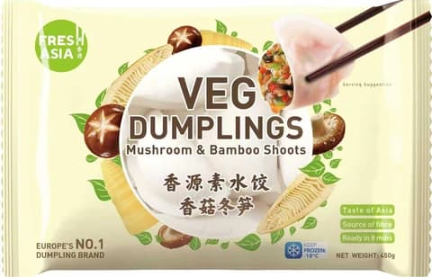 Dumpling Shiitake Svamp/Bambuskott Fryst 450g Freshasia Foods UK
