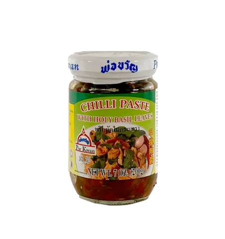 Chili Pasta Med Stark Basilika Smak 200g Por Kwan Thailand