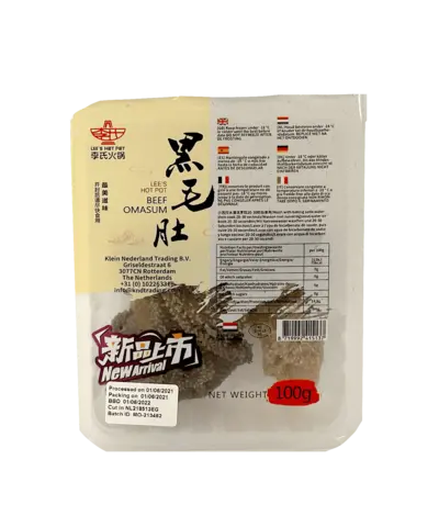 Komage/Omasum Svart Fryst 100g Hei Mao Du Lee's Hot Pot Nederländerna