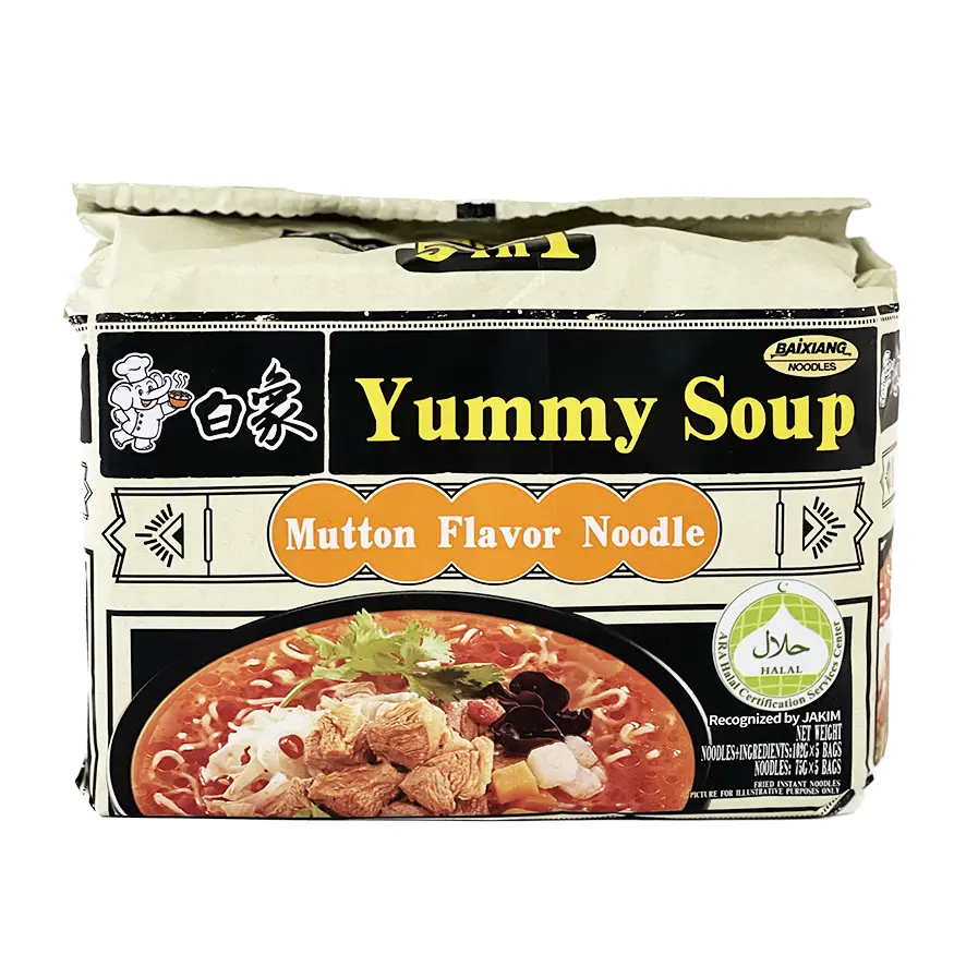 Snabbnudlar Lammbuljong Soppa Smak 102gx5st/Förp Bai Xiang Kina