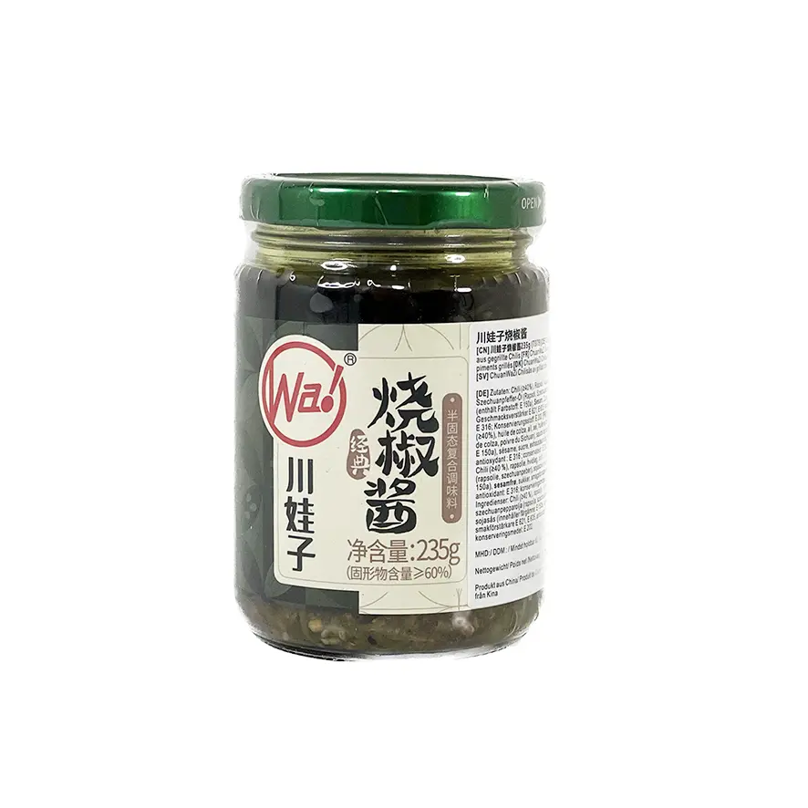 Chilisås 230g grön chili Chuan Wa Zi i Kina