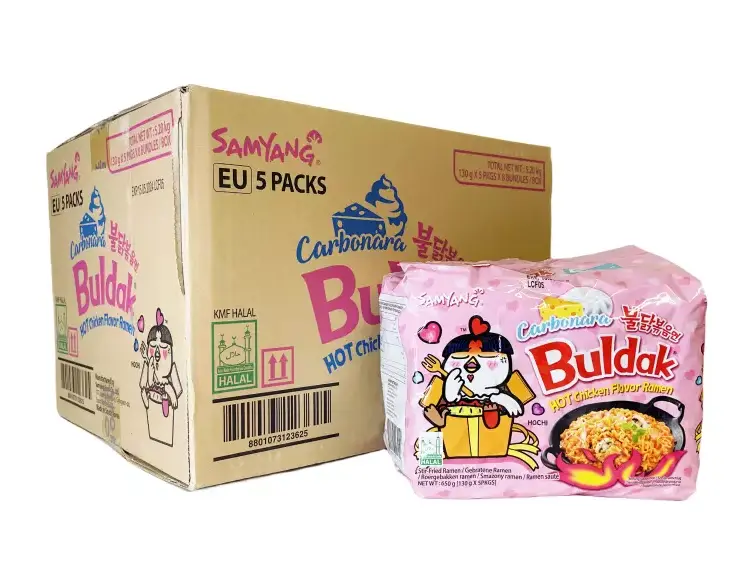 Snabbnudlar 8x650g/8x130gx5påse Carbonara Samyang Korean