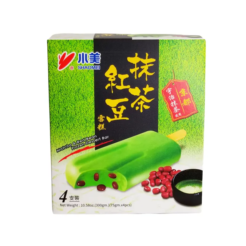 Glass Med Matcha/Röd Bönor Smak Fryst 4x75g/Förp Shao Mei Taiwan