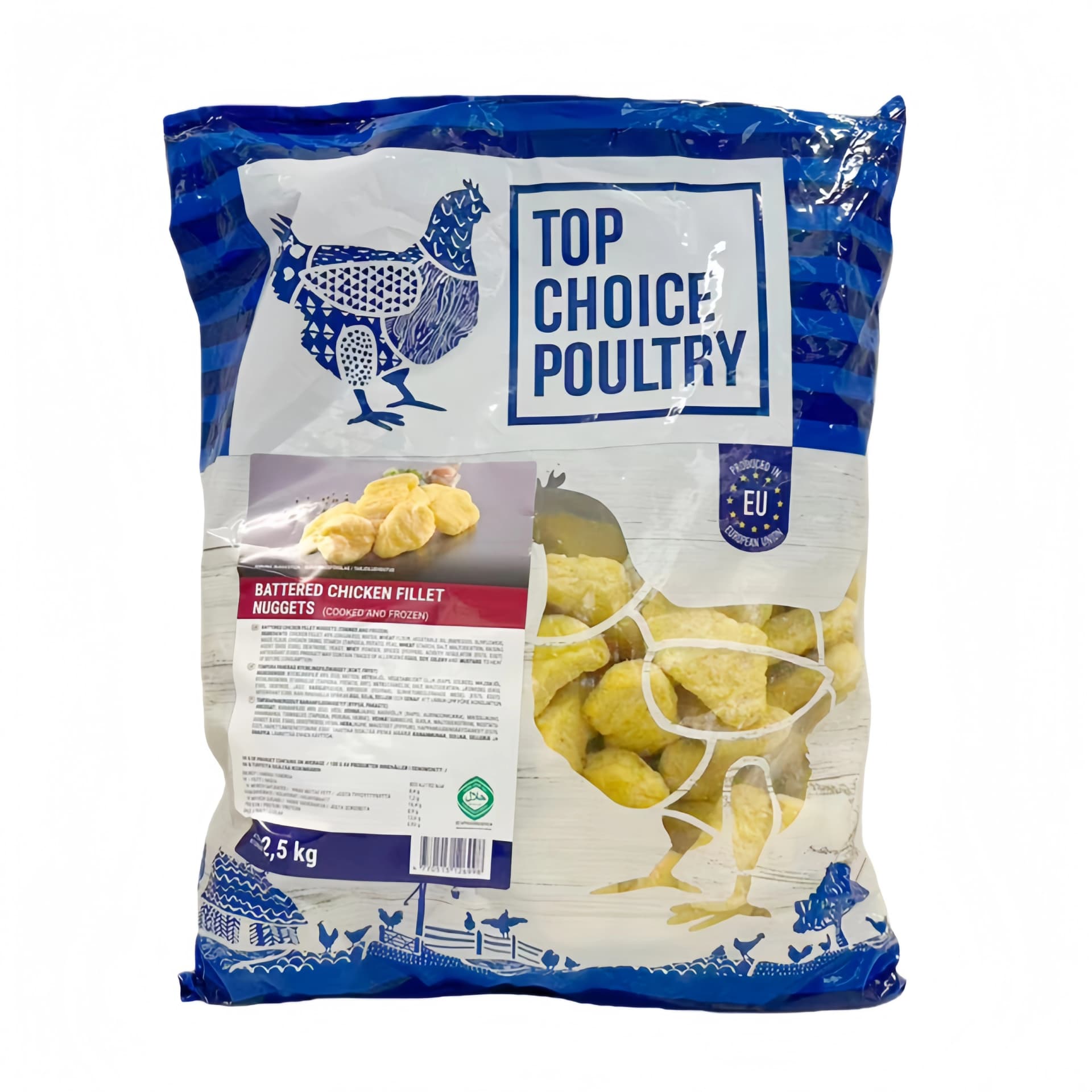Panerade Kycklingfilé Nuggets (49%) 2,5kg/påse Top Choice Poultry EU