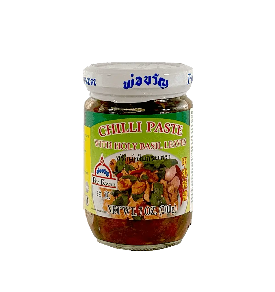 Chili Pasta Med Stark Basilika Smak 200g Por Kwan Thailand