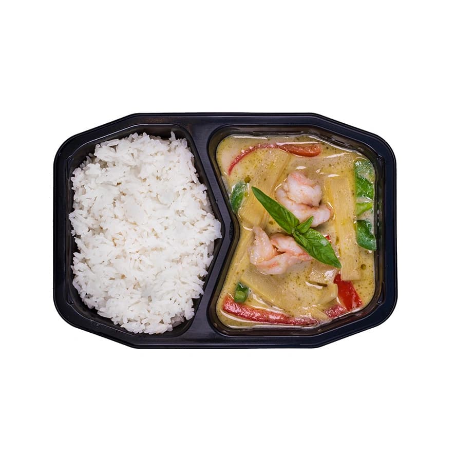 Räkor med grön curry och kokosmjölk Sverige