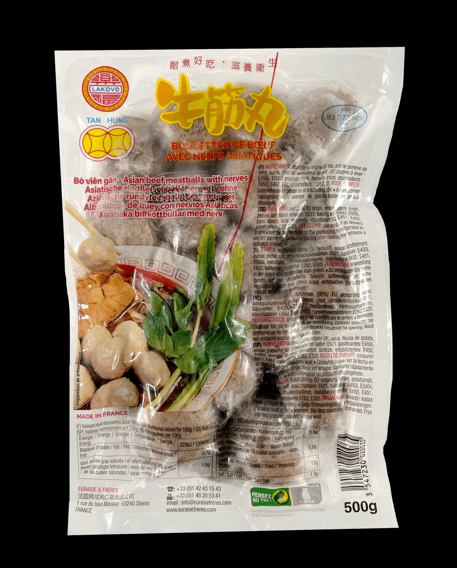 Köttbullar Beef Med Sena Fryst 500g Tan Hung Frankrike