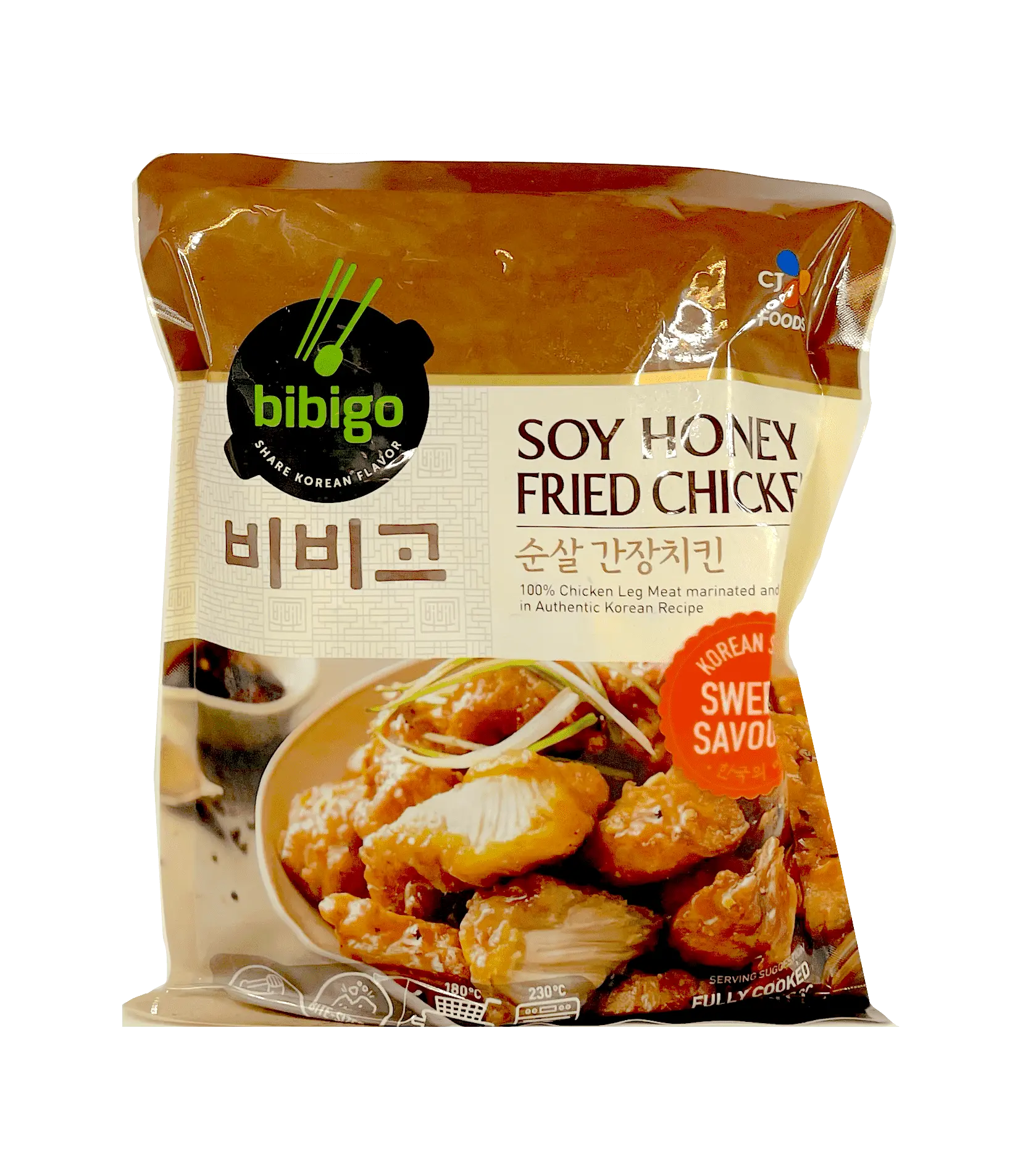 Stekt Kyckling i Koreansk Stil Med Soja/Honungssås Fryst 350g Bibigo Korea