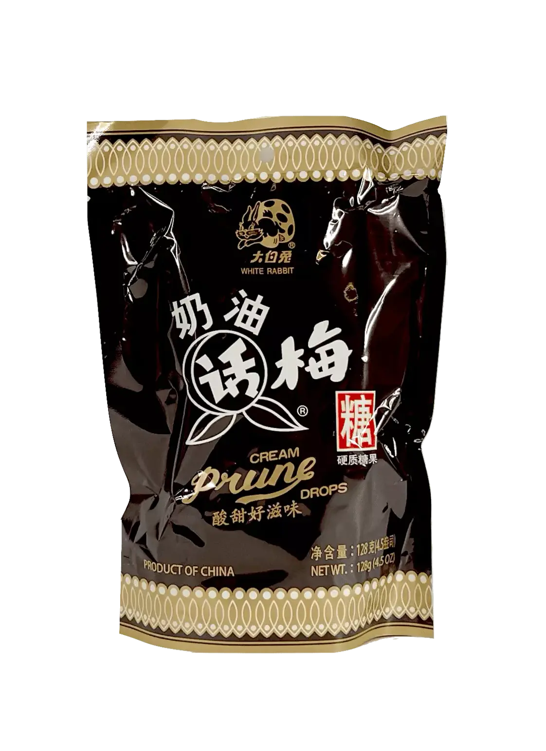 Godis Prune Drops White Rabbit 128g Kina