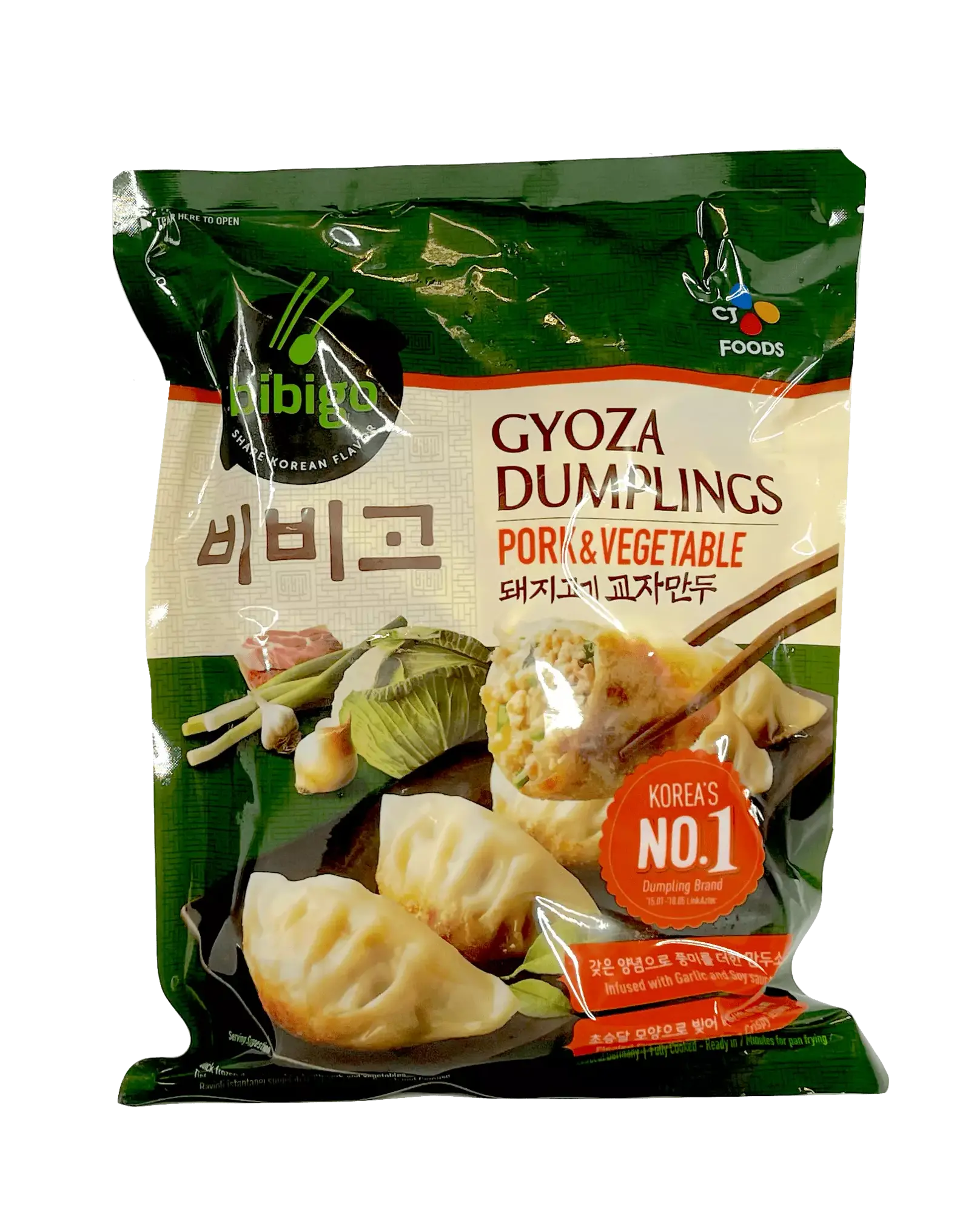 Gyoza Med Fläsk/Grönsaker Fyllning Fryst 600g Bibigo Korea