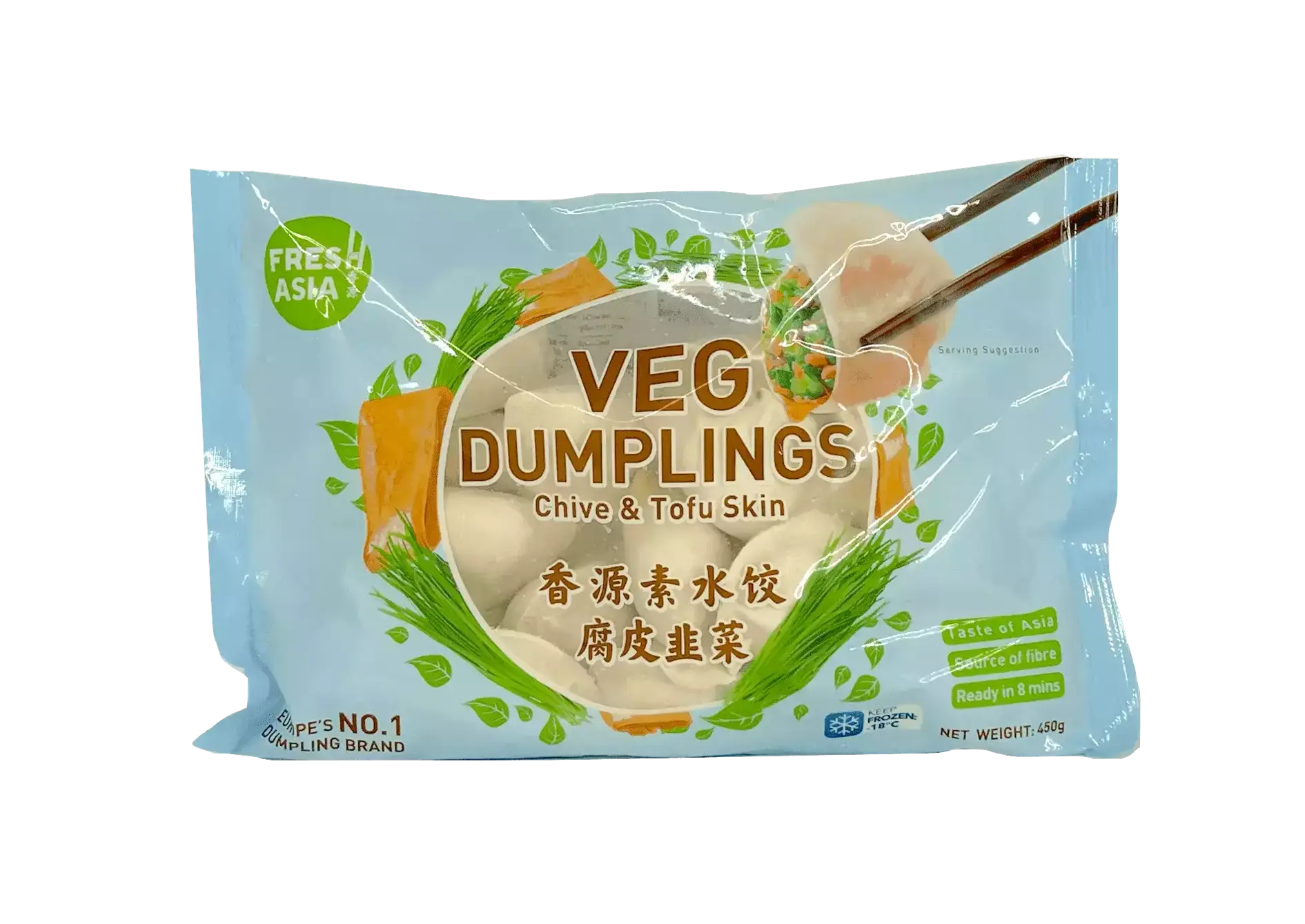 Dumpling Med Gräslök/Bean Curd Fyllning Fryst 450g Freshasia Kina
