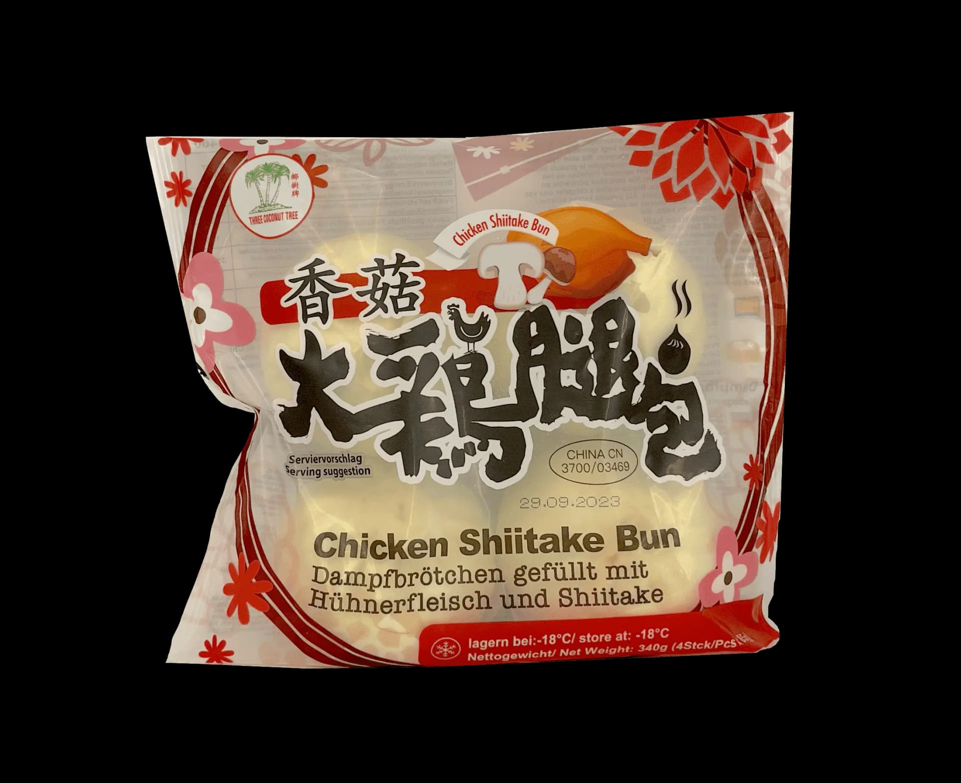 Ångade Bröd Med Kyckling/Shiitake Fyllning Fryst 85gx4st/Påse TCT Kina