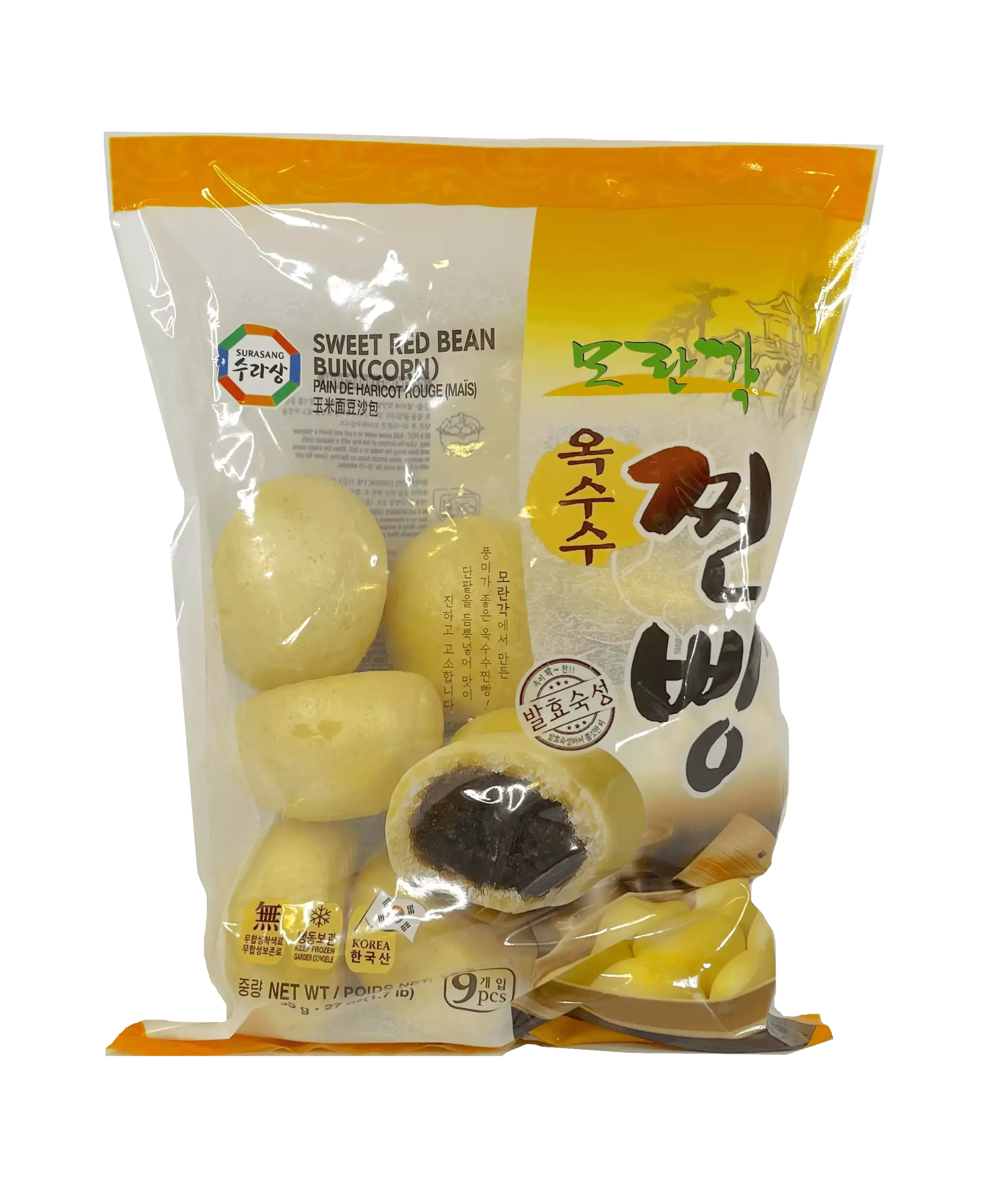 Ångande Majs Bao Fylld Med Rödbönspasta Fryst 765g Surang Korea