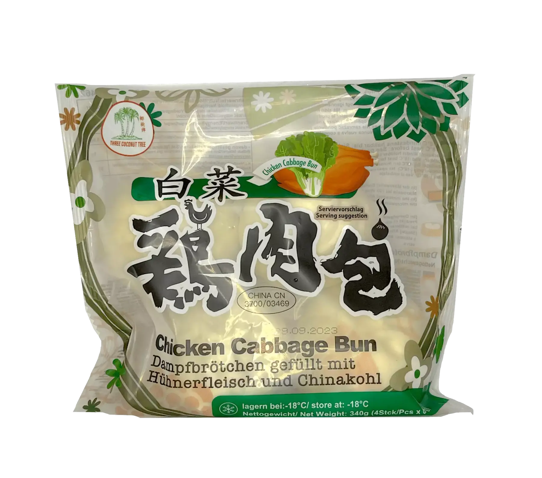 Ångade Bröd Fyllning Med Vitkål Fryst 340g TCT Taiwan