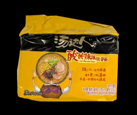 Snabbnudlar Med Spicy/Sur Smak 130gx5st/Förp Tang Da Ren Kin