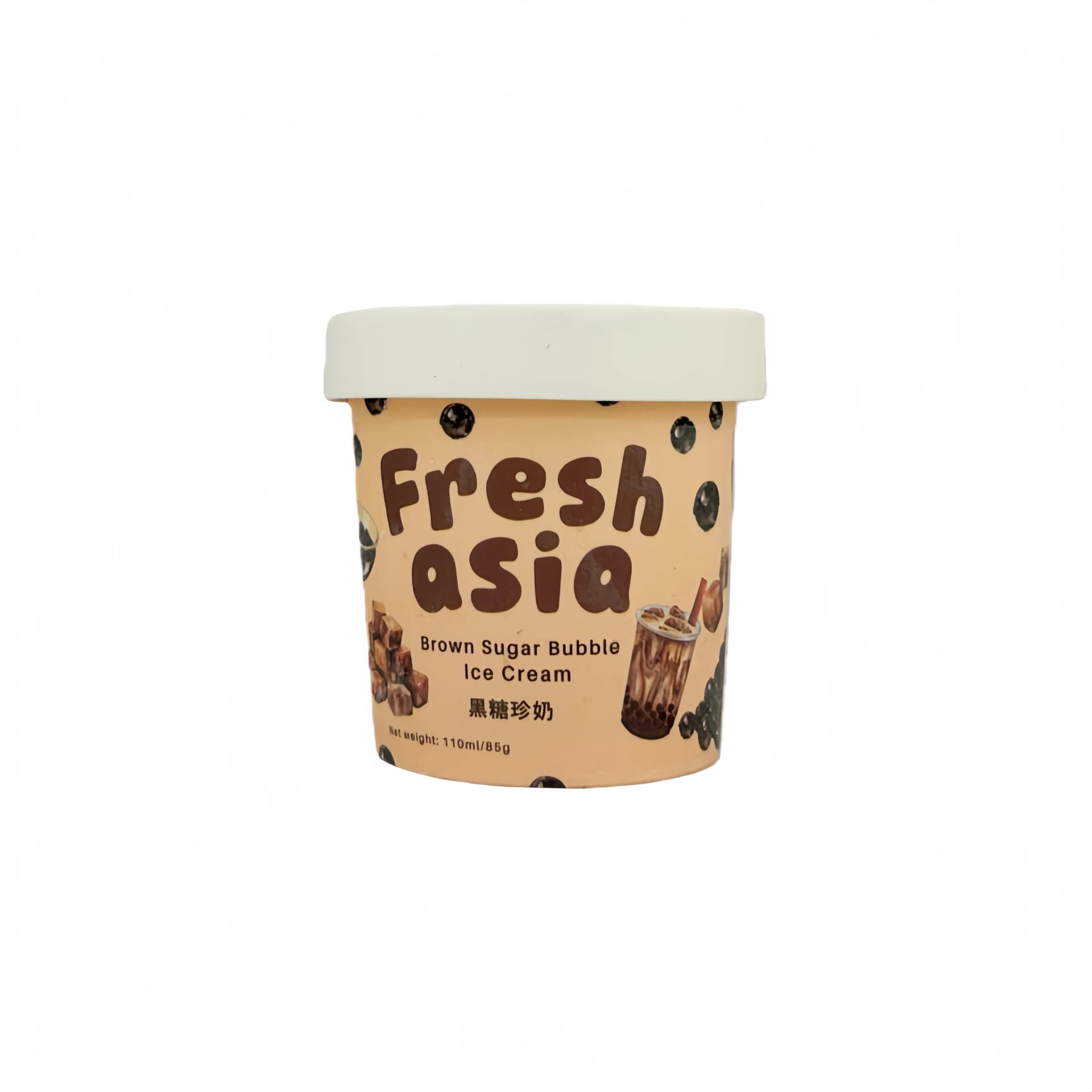 Glass Brunt Socker Bubble Tea Fryst 110ml Freshasia Frankrike