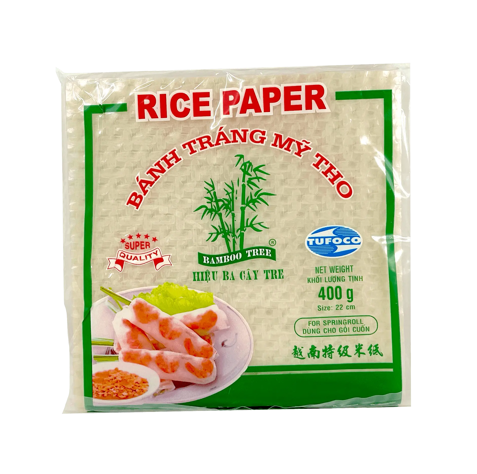 Rispapper Fyrkant 22cm 400g Bamboo Tree Vietnam