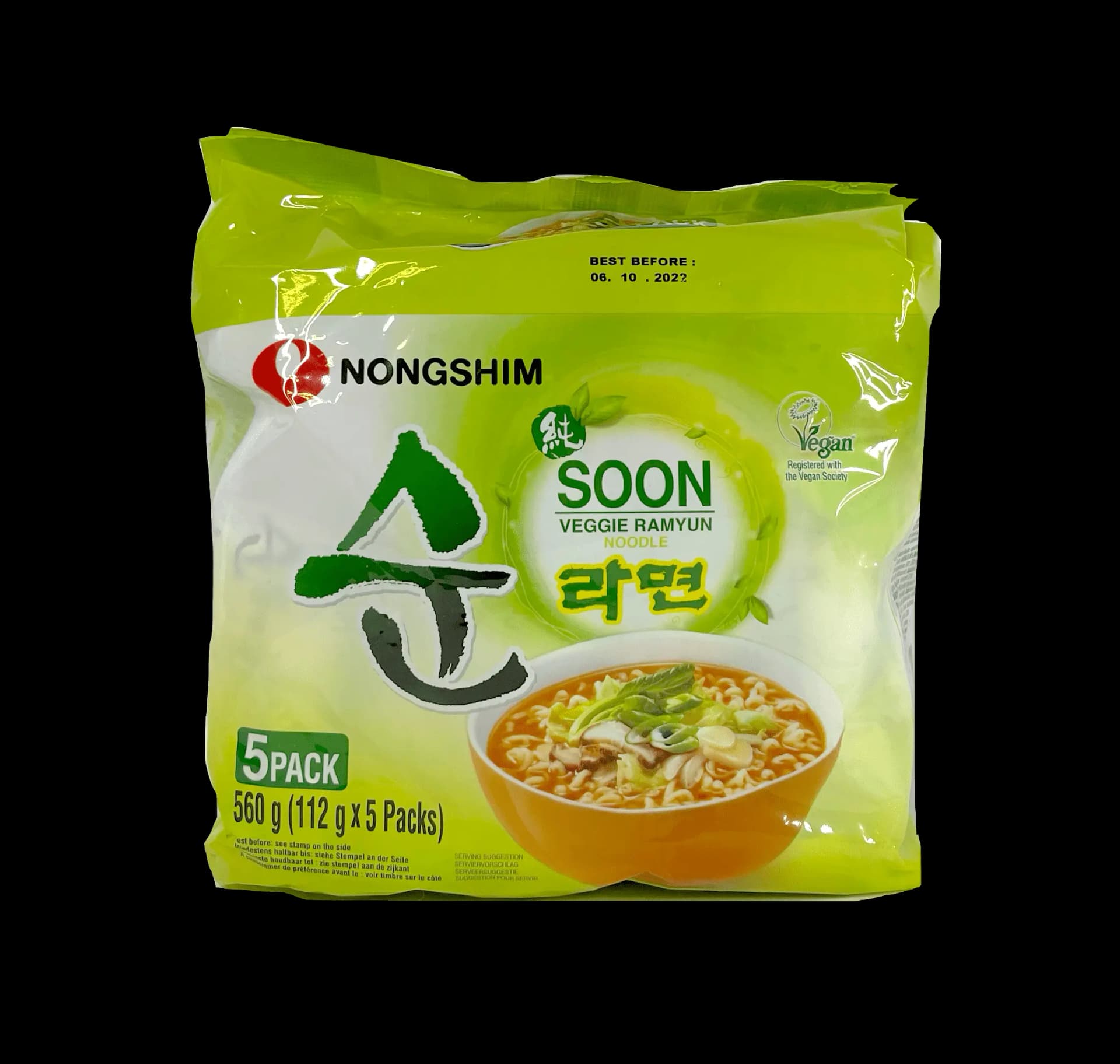 Snabbnudlar SOON Veggie Ramyun 112gx5st/Förp Nongshim Korea