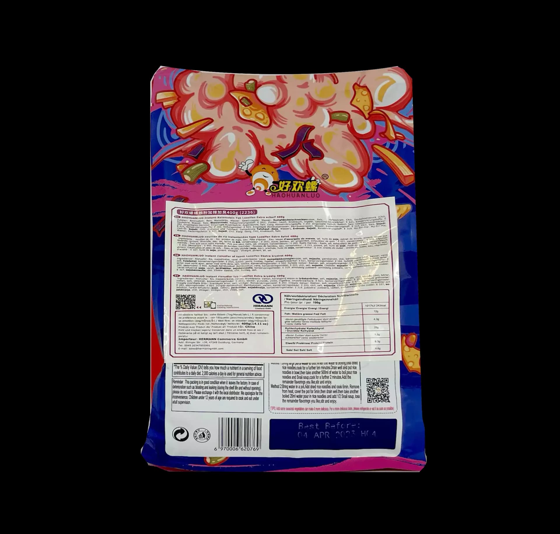 Liu Zhou Risnudlar Med Snigelsoppa Buljong Stark Smak 380g Hao Huan Luo Kina