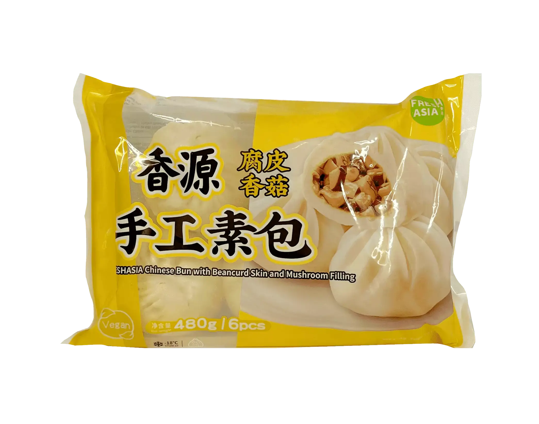 Kinesisk Bun Med Beancurd/Svamp Fyllning Fryst 480g Freshasia Kina